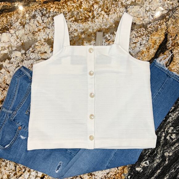 NWT J. Crew Orange/Red Textured Button-Front Tank - Picture 8 of 9